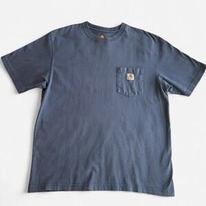 Carhartt Men L Short Sleeve T-Shirt Chest Pocket Blue